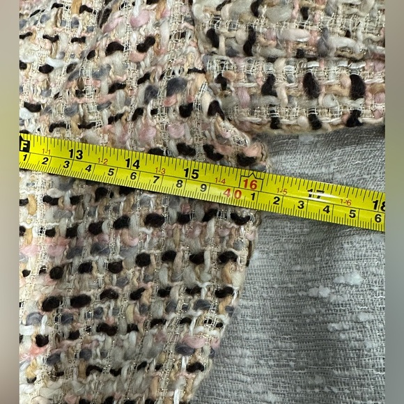 A370 Dana Buchman Mink Fur Trim Tweed Jacket Sz 4P Brown Pink Cream Luxury - Picture 6 of 10